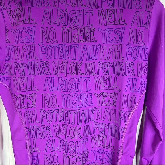 Title Nine Paradigm 1/4 Zip Long Sleeve Pullover Top Purple Med Graphic Writing - Picture 8 of 9